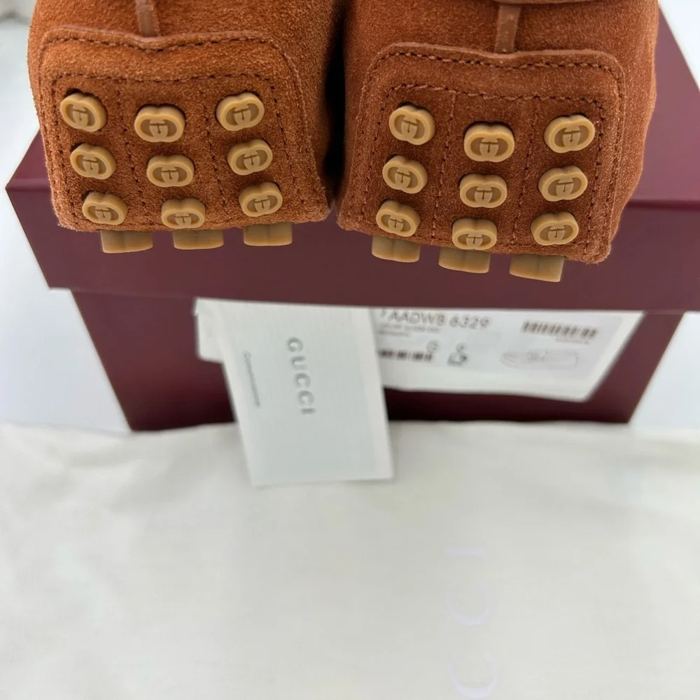 Men's Gucci horse bit suede GG loafers size 9 fits 10 US made in Italy